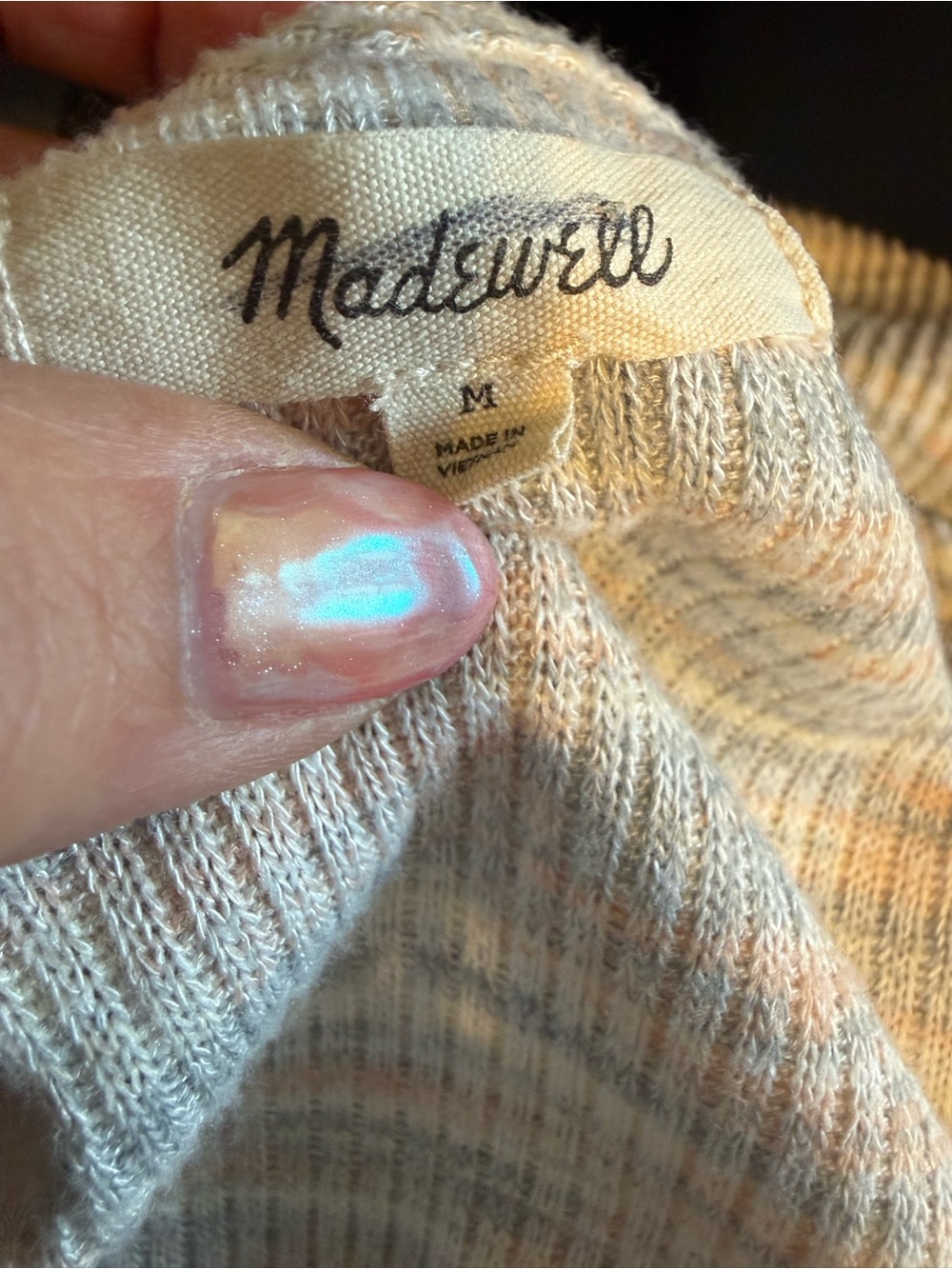 Madewell Marled Wrap-Front Long-Sleeve Top in Beige and Light Blue - Picture 3 of 8